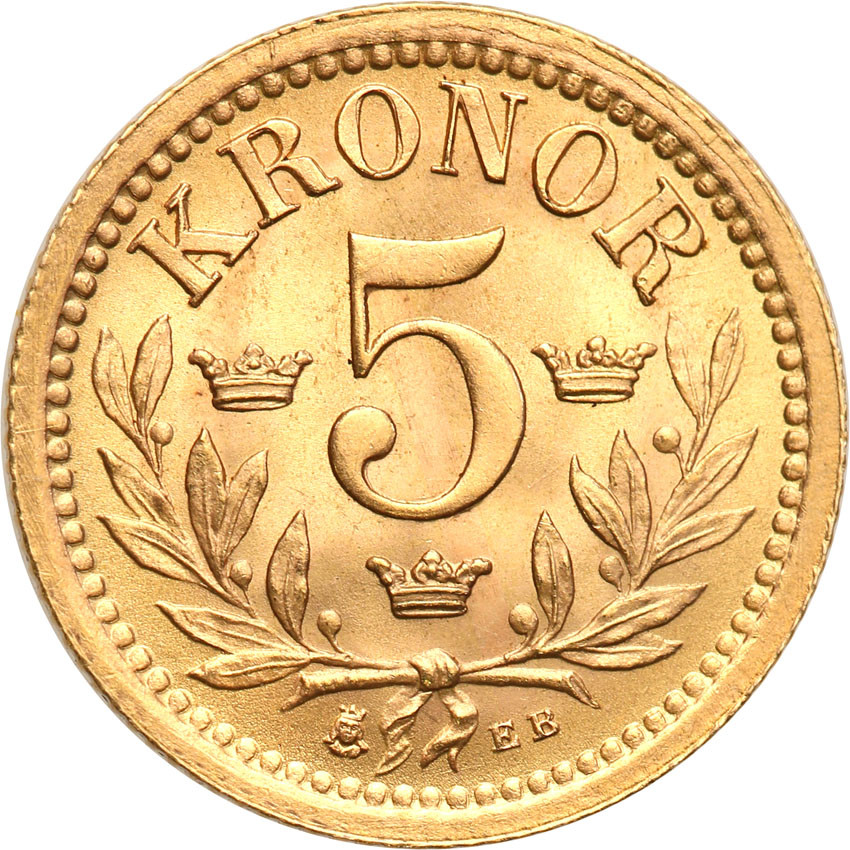 Szwecja. 5 koron 1901, Sztokholm